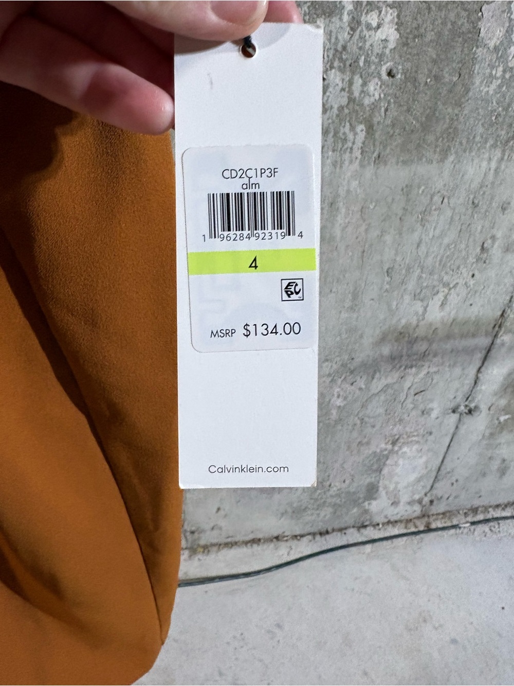 Calvin Klein Rust Pleated Puff-Sleeve Midi Dress - Picture 4 of 4